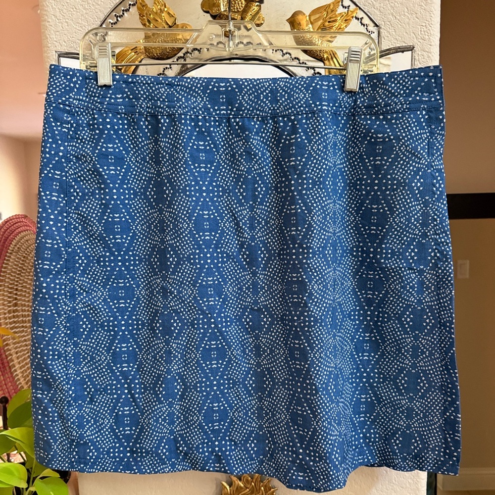 RipSkirt Hawaii Wrap Skirt Women's XL Blue White Boho Denim Geometric